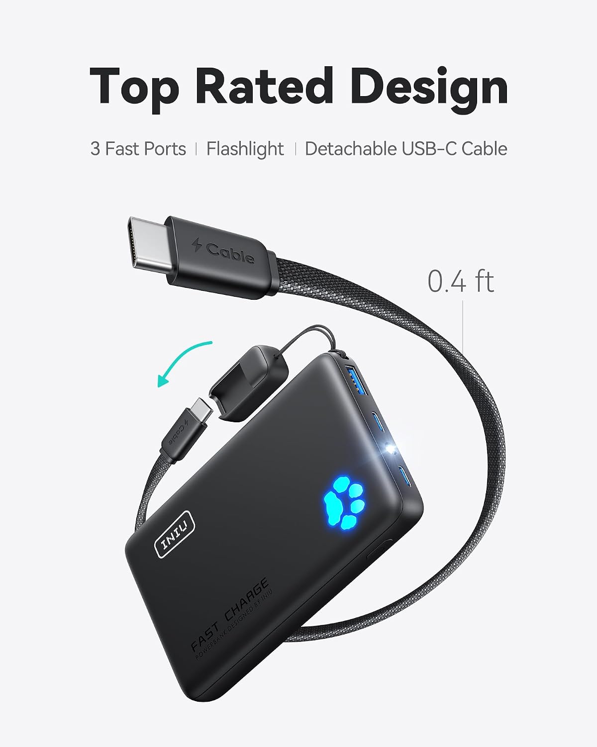 INIU 10000mAh 45W Fast Charging Portable Charger, Smaller Travel Power Bank - Image 4
