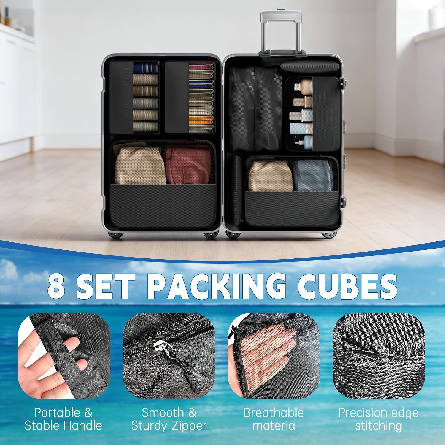 8 Set Packing Cubes for Travel,Luggage Organizers for Travel Accessories - Image 3